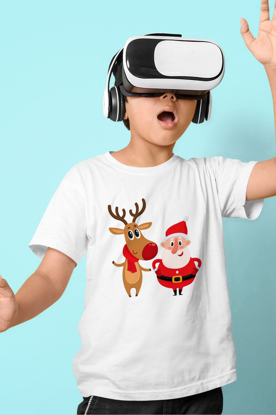 Yılbaşı Yeni Yıl Christmas Baskılı Beyaz Unisex Çocuk Tişört