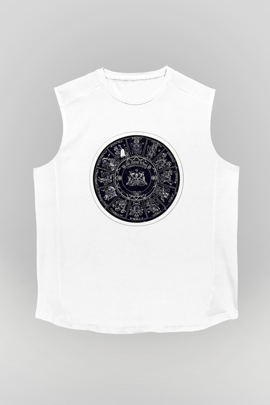 Yıldız Haritaları Baskılı Beyaz Unisex Kolsuz Tişört - Tshirt