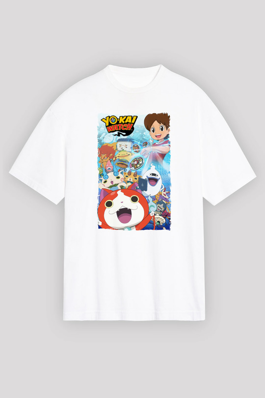 Yo-kai Watch Beyaz Oversize Tişört Oversize T-shirt