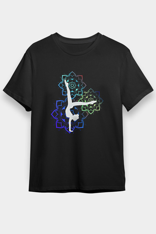 Yoga Baskılı Unisex Siyah Tişört - Tshirt