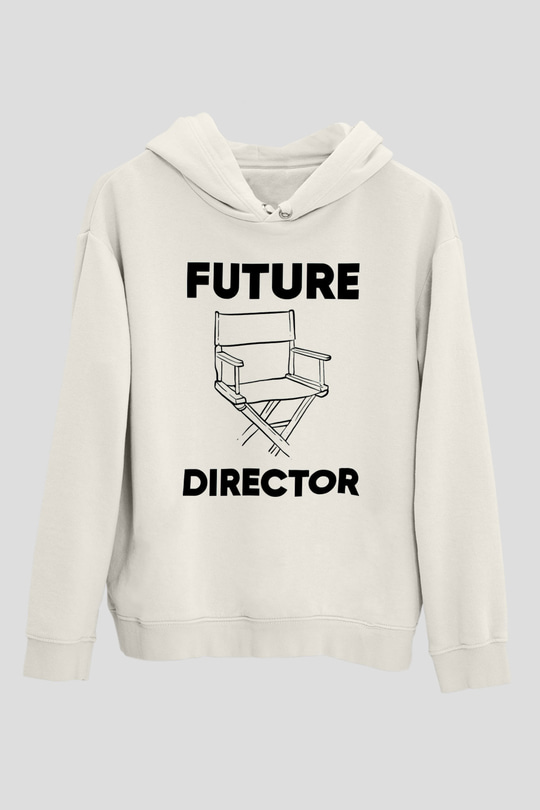 Yönetmen Beyaz Unisex Kapüşonlu Sweatshirt