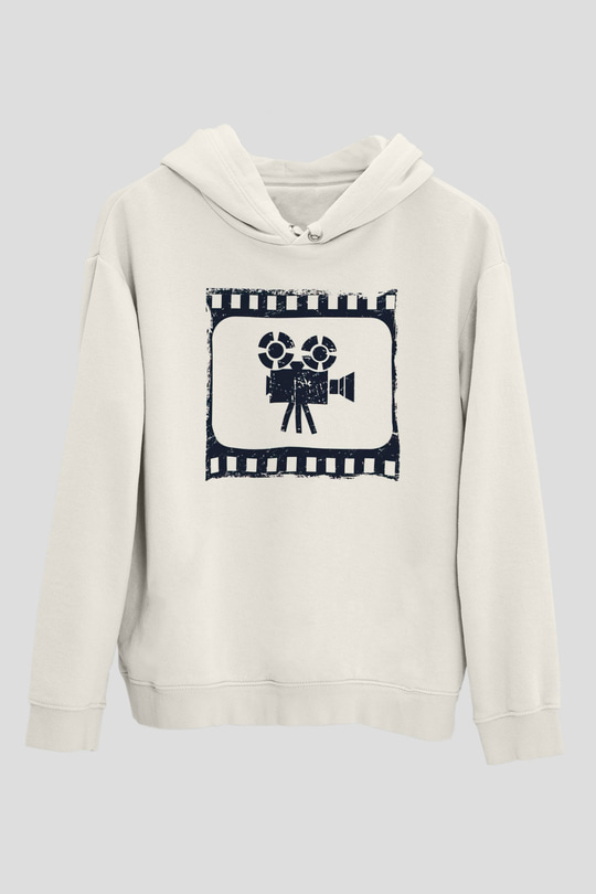 Yönetmen Beyaz Unisex Kapüşonlu Sweatshirt