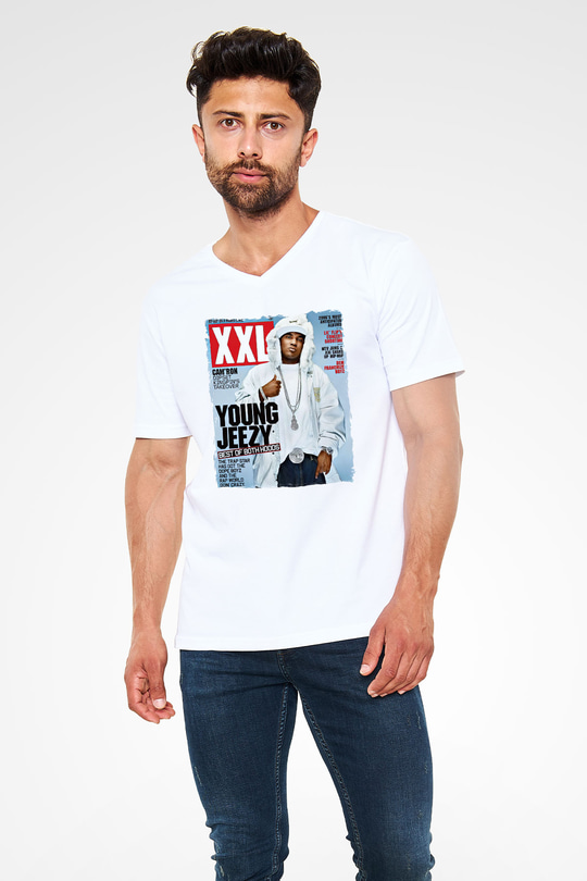 Young Jeezy Beyaz Unisex V Yaka Tişört