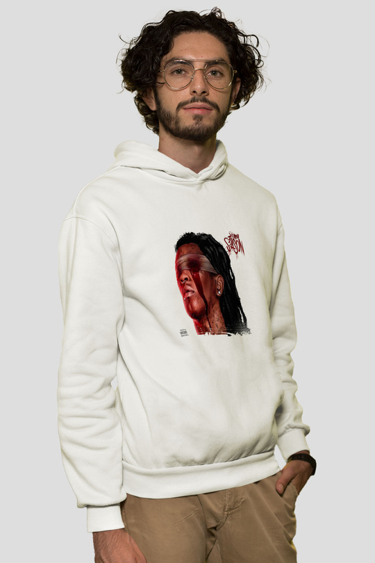 Young Thug Baskılı Unisex Beyaz Kapüşonlu Sweatshirt