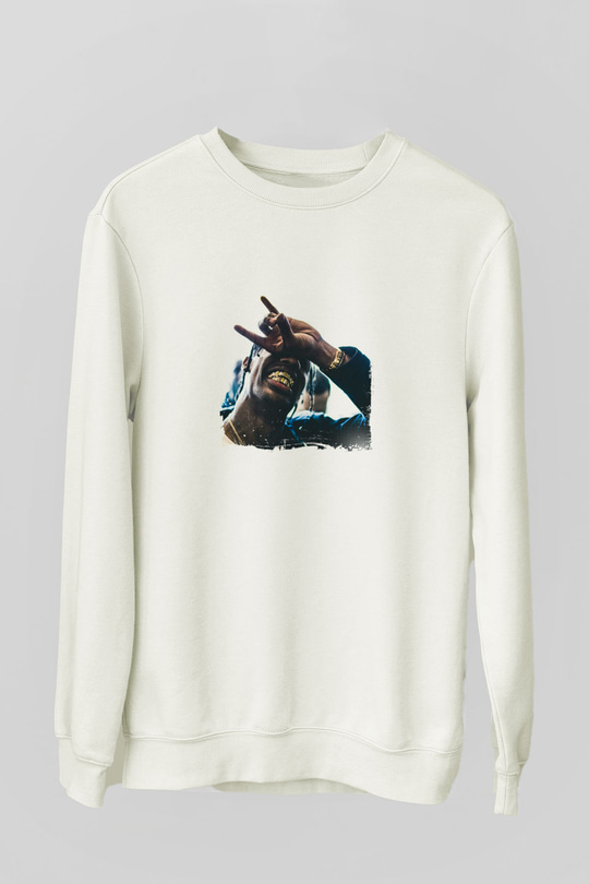 Young Thug Baskılı Unisex Beyaz Sweatshirt