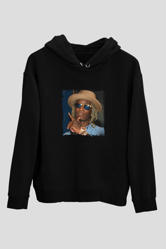 Young Thug Baskılı Unisex Siyah Hoodie