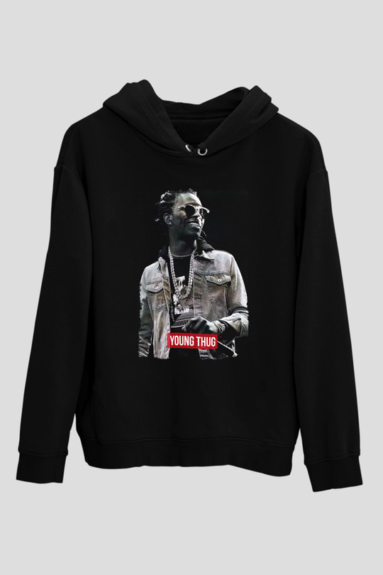 Young Thug Siyah Unisex Kapüşonlu Sweatshirt