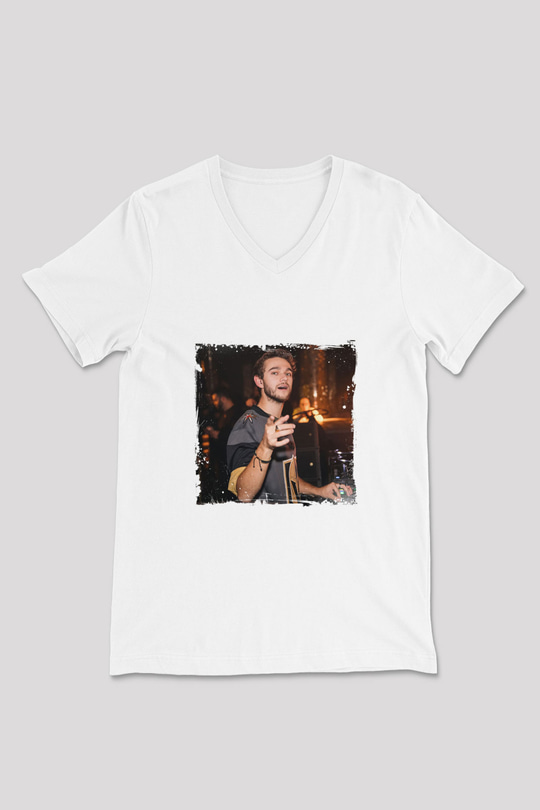 Zedd Baskılı Beyaz V Yaka Unisex Tişört