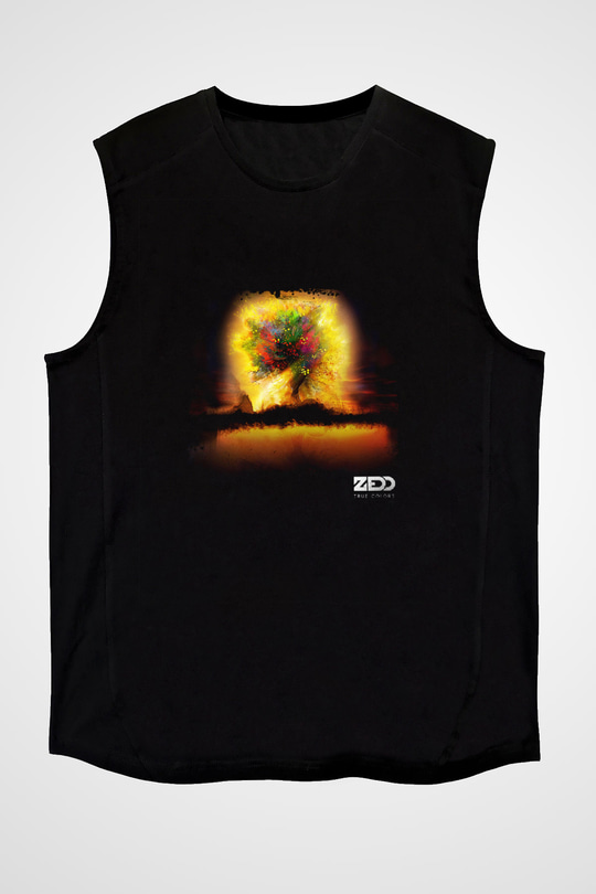 Zedd Baskılı Unisex Siyah Kolsuz Tişört