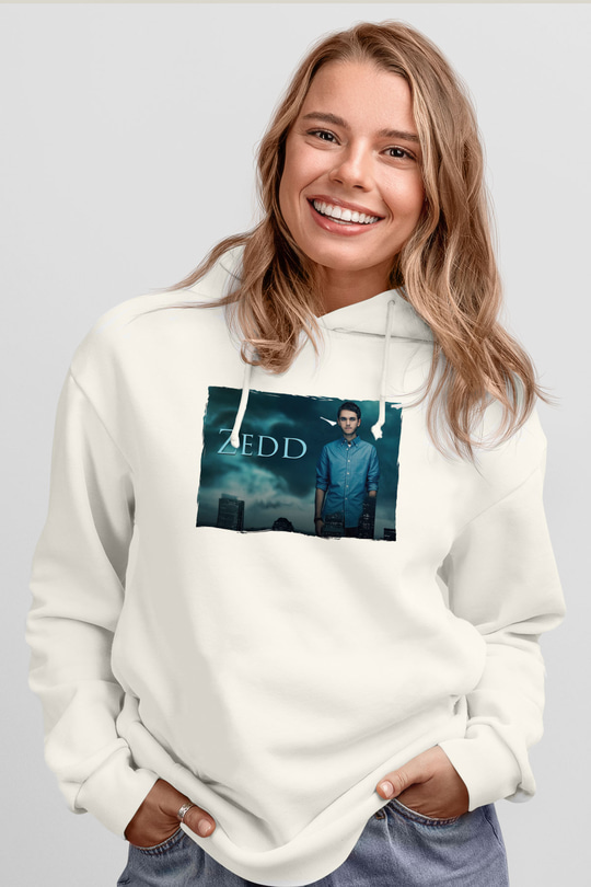 Zedd Beyaz Unisex Kapüşonlu Sweatshirt