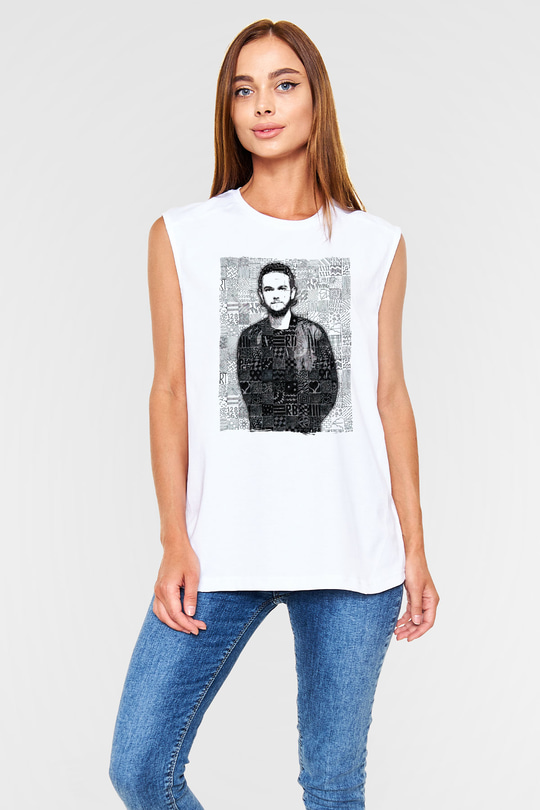 Zedd Beyaz Unisex Kolsuz Tişört