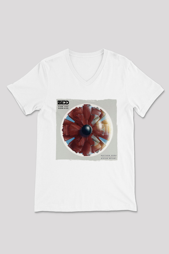 Zedd Beyaz Unisex V Yaka Tişört