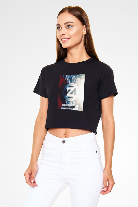 Zedd Siyah  Crop Top Tişört