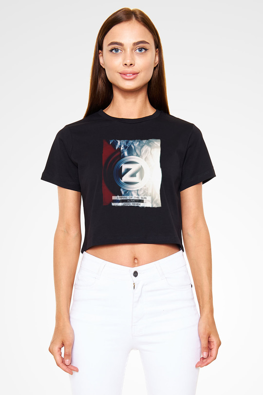 Zedd Siyah  Crop Top Tişört