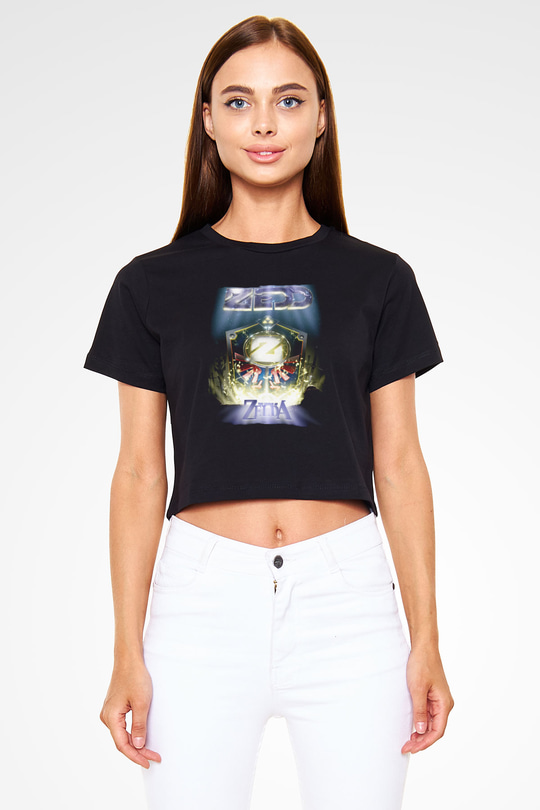 Zedd Siyah  Crop Top Tişört