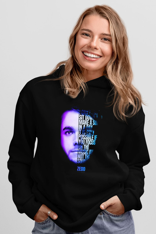 Zedd Siyah Unisex Kapüşonlu Sweatshirt