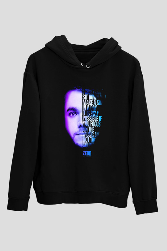 Zedd Siyah Unisex Kapüşonlu Sweatshirt