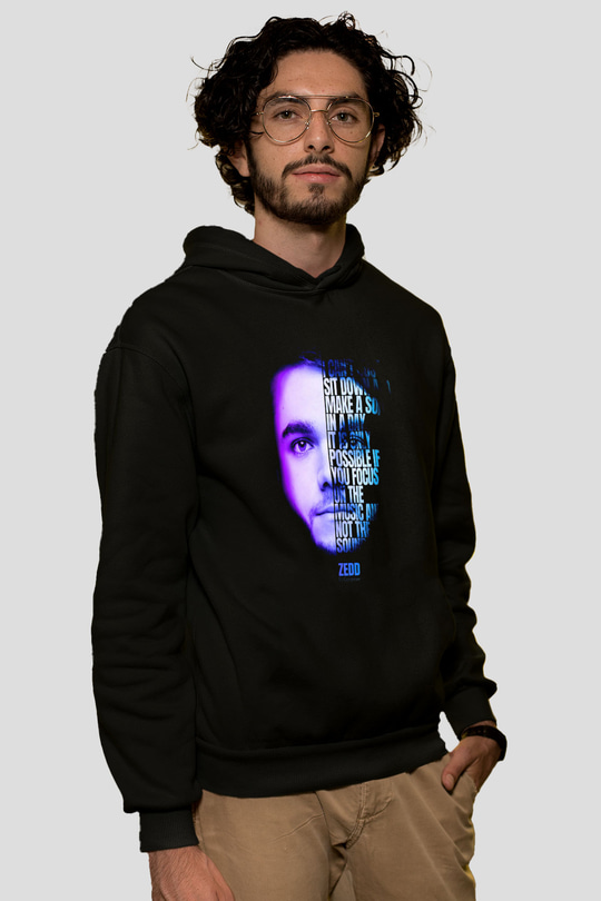 Zedd Siyah Unisex Kapüşonlu Sweatshirt