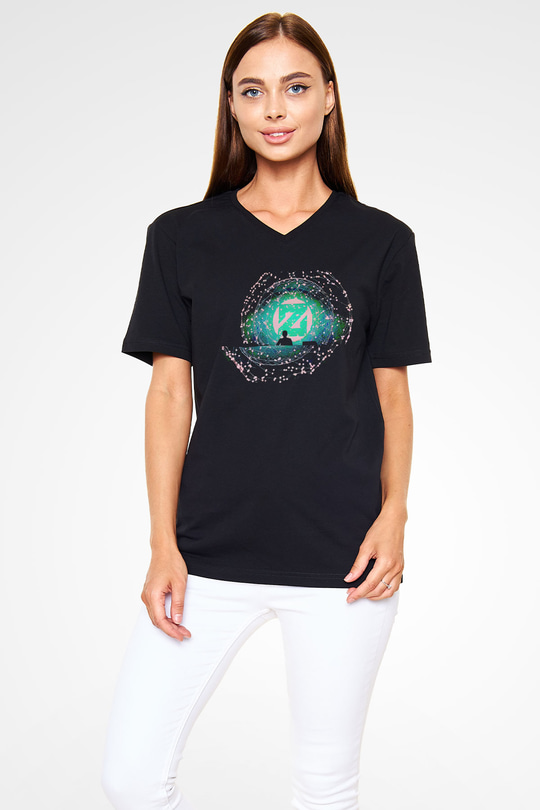 Zedd Siyah Unisex V Yaka Tişört