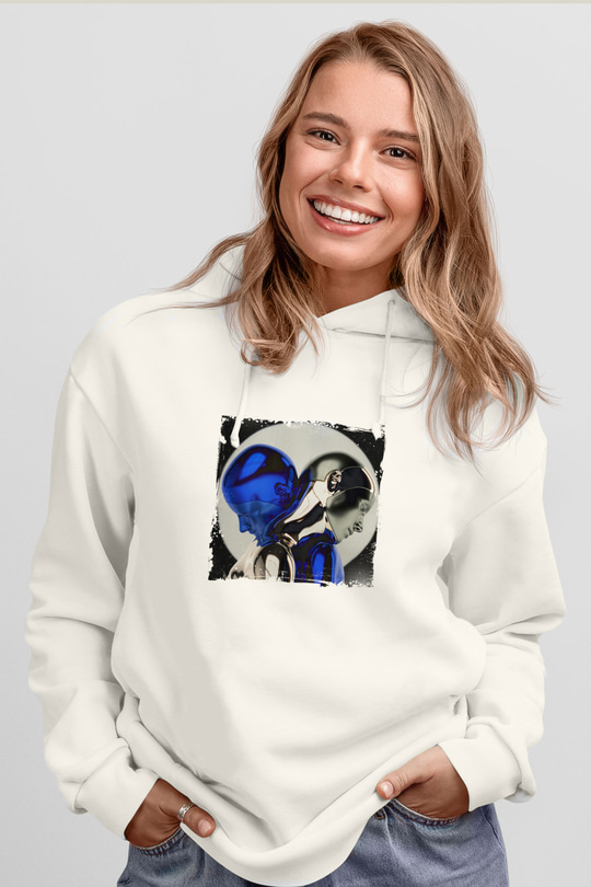 ZeddBaskılı Beyaz Hoodie