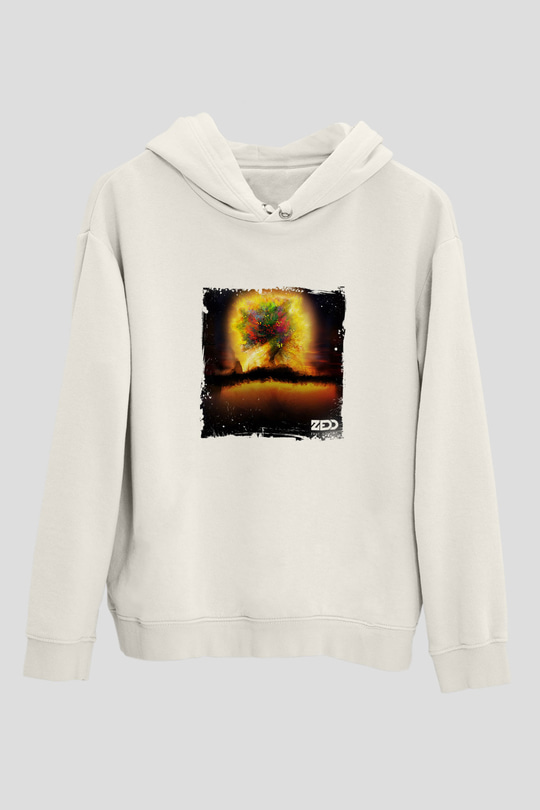 ZeddBaskılı Beyaz Hoodie