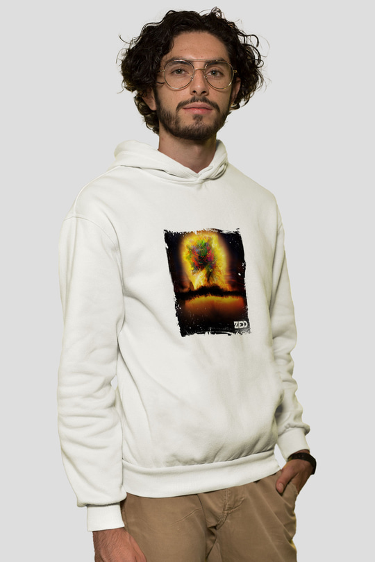 ZeddBaskılı Beyaz Hoodie