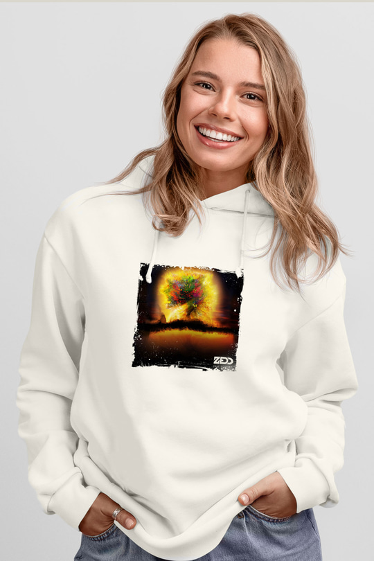 ZeddBaskılı Beyaz Hoodie