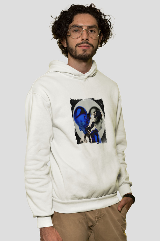 ZeddBaskılı Beyaz Hoodie
