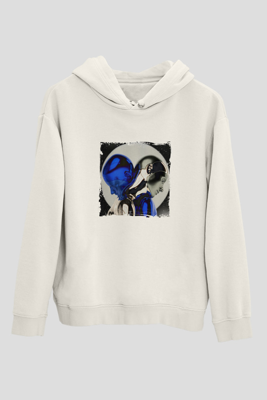ZeddBaskılı Beyaz Hoodie