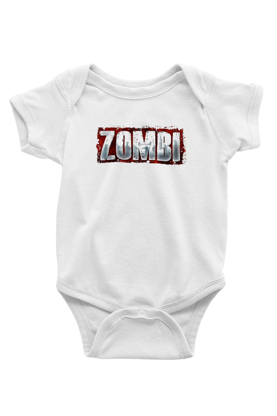 Zombi Baskılı Beyaz Unisex Bebek Body - Zıbın