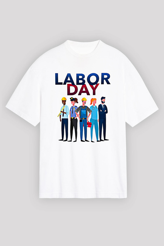 1 Mayıs Baskılı Beyaz Unisex Oversize Tişört - Tshirt