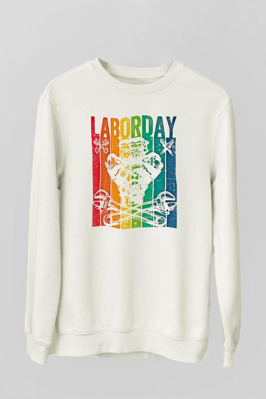1 Mayıs Baskılı Beyaz Unisex Sweatshirt