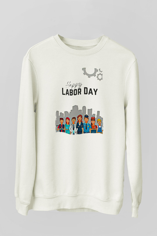 1 Mayıs Baskılı Beyaz Unisex Sweatshirt