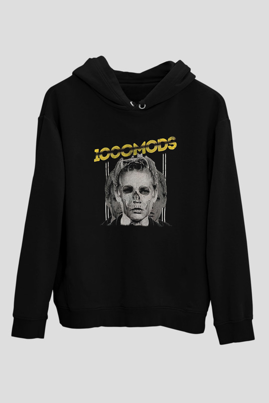 1000mods Baskılı Unisex Siyah Hoodie