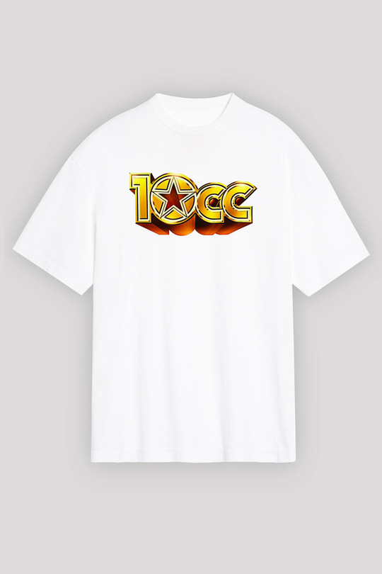 10cc Baskılı Beyaz Unisex Oversize Tişört - Tshirt