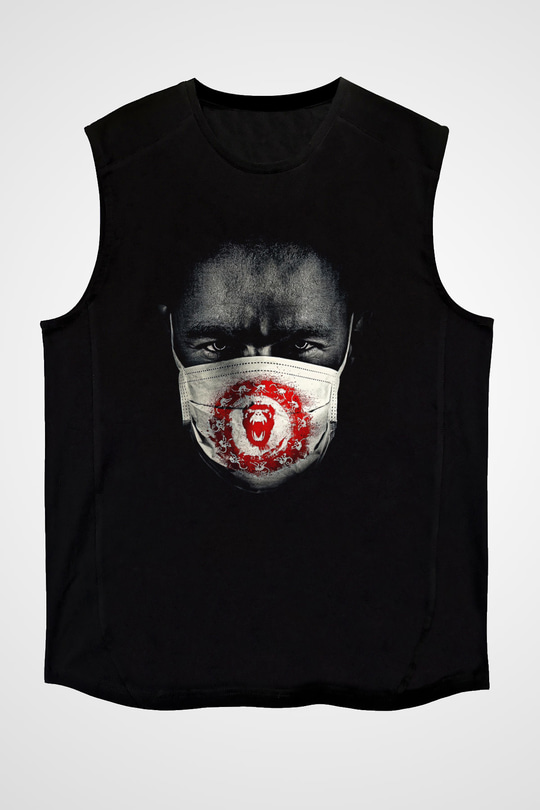 12 Maymun (12 Monkeys) Baskılı Unisex Siyah Kolsuz Tişört - Tshirt