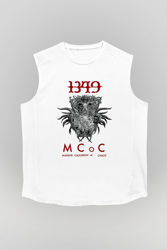 1349 Baskılı Unisex Beyaz Kolsuz Tişört