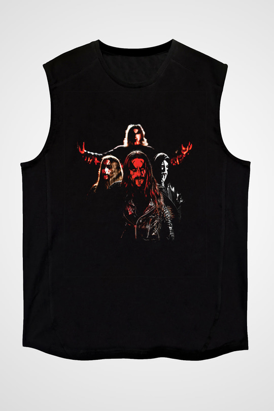 1349 Baskılı Unisex Siyah Kolsuz Tişört