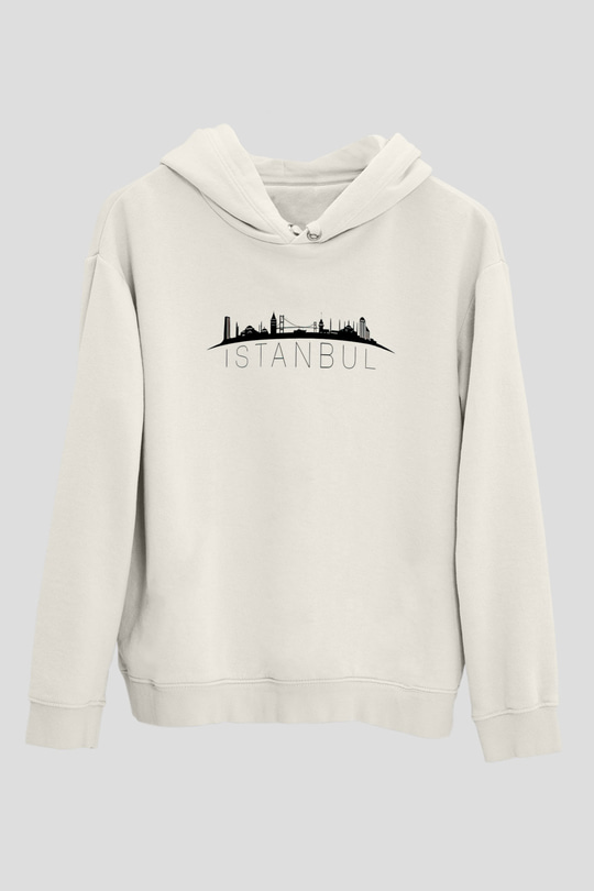 1453 Baskılı Beyaz Unisex Hoodie