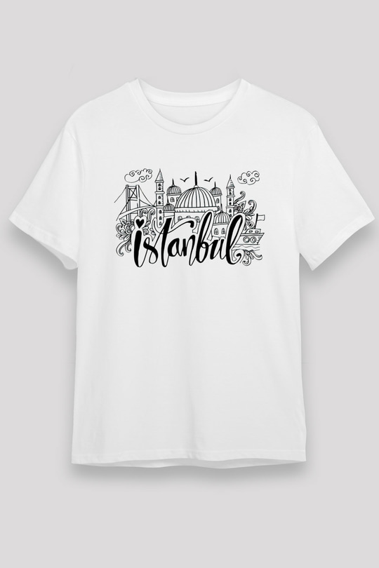 1453 Unisex Baskılı Beyaz Tişört - Tshirt