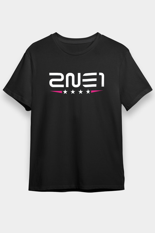 2NE1 Logolu Siyah Unisex Tişört T-Shirt - TişörtFabrikası