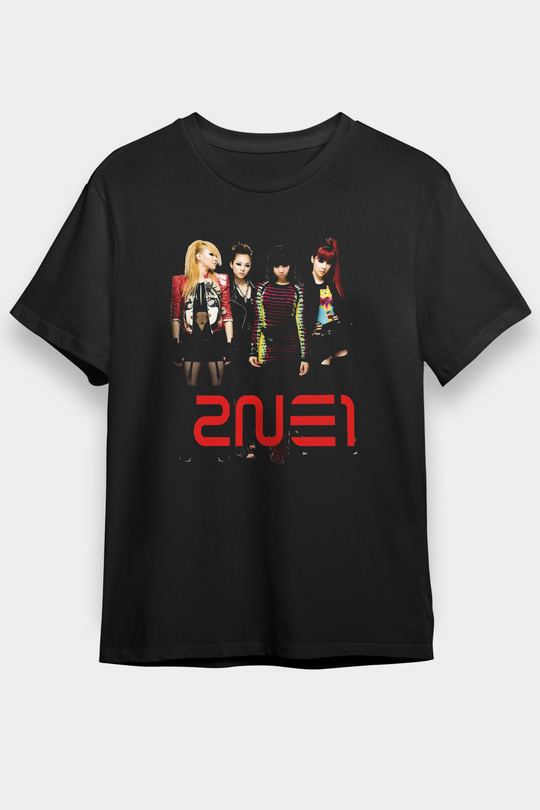 2NE1 Logolu Siyah Unisex Tişört T-Shirt - TişörtFabrikası