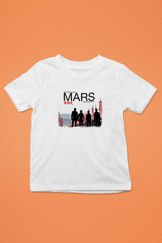 30 Seconds To Mars Baskılı Unisex Beyaz Çocuk Tişört