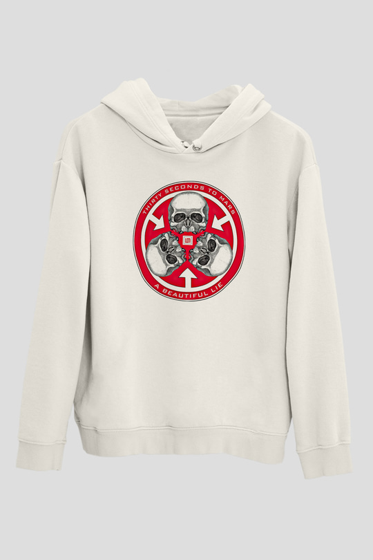 30 Seconds To Mars Baskılı Unisex Beyaz Hoodie