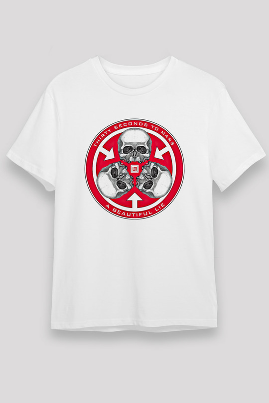 30 Seconds To Mars Baskılı Unisex Beyaz Tişört