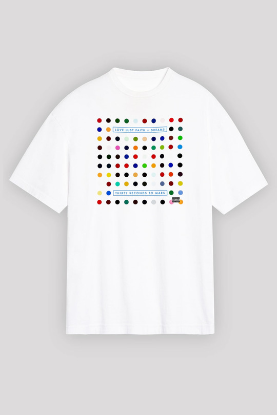 30 Seconds To Mars Baskılı Unisex Beyaz Oversize Tişört