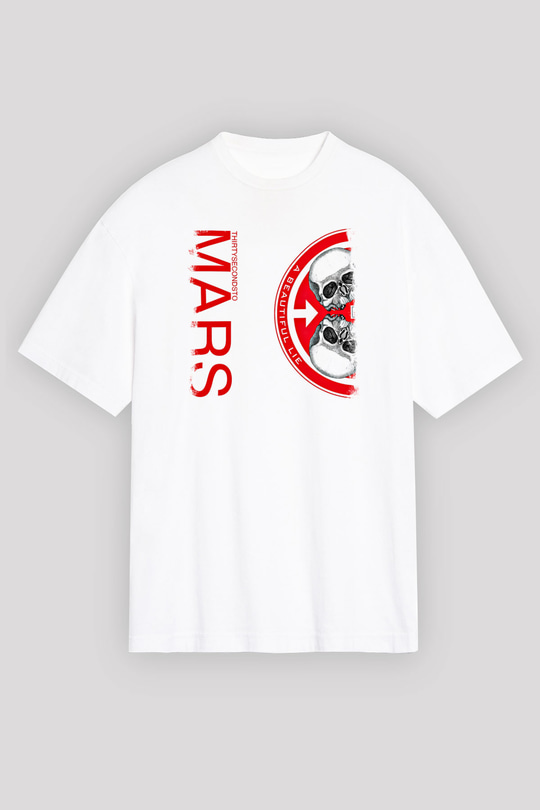30 Seconds To Mars Baskılı Unisex Beyaz Oversize Tişört