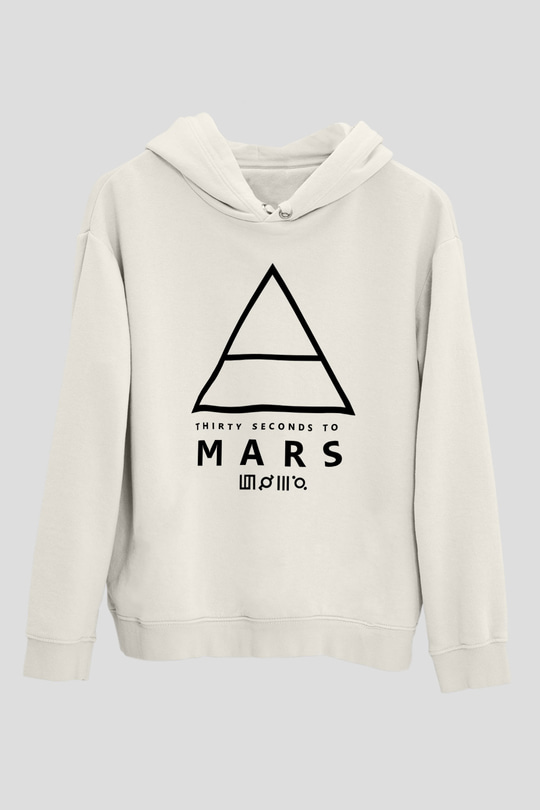 30 Seconds To Mars Baskılı Unisex Beyaz Hoodie