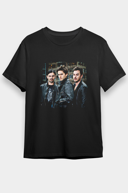 30 Seconds To Mars Baskılı Unisex Siyah Tişört