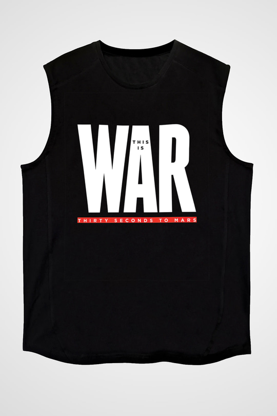30 Seconds To Mars Baskılı Unisex Siyah Kolsuz Tişört